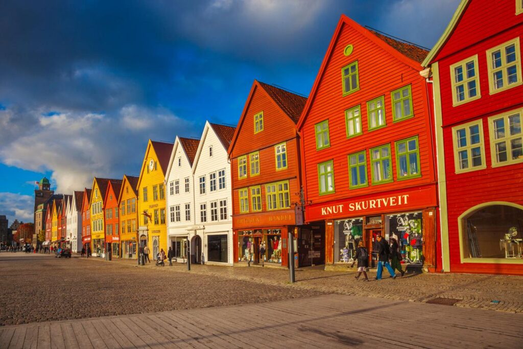 Colorful Bryggen Harbor in Bergen Norway