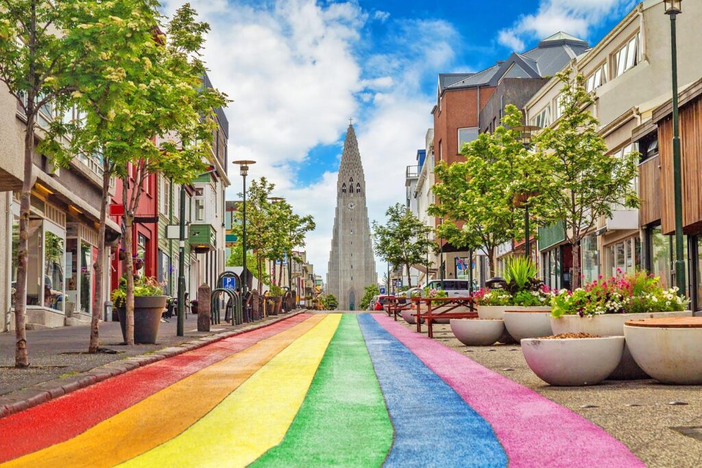 Reykjavik city in Iceland with colorful streets and local attractions