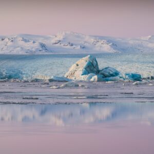 Jokulsarlon Glacier Lagoon in Iceland with floating icebergs