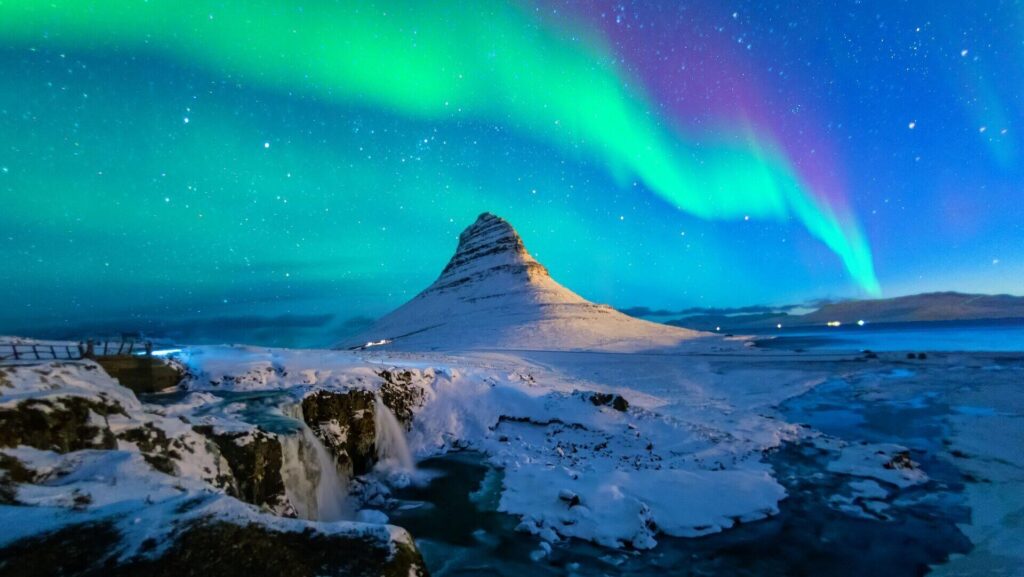 Northern Lights in Iceland lighting up the Arctic night sky